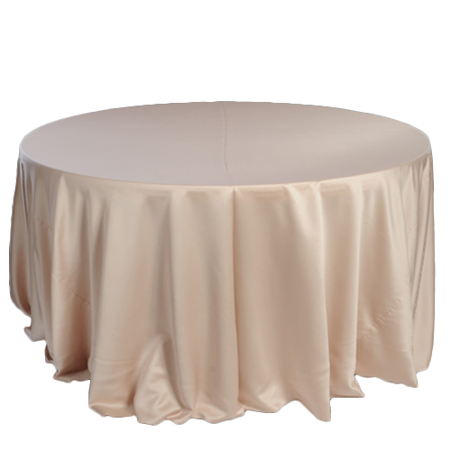 Champagne Lamour Matte Satin Table Cloth Rentals