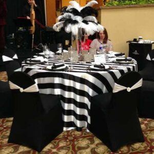 Black and White Stripe Tablecloth Rentals
