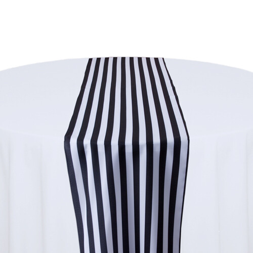 Black and White Stripe Table Runner Rentals - Polyester