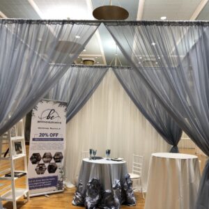 Dusty Blue Sheer Wall Draping