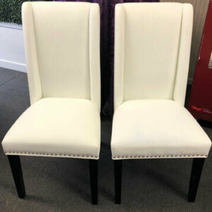 Bride & Groom Chairs - White Leather - Set of 2