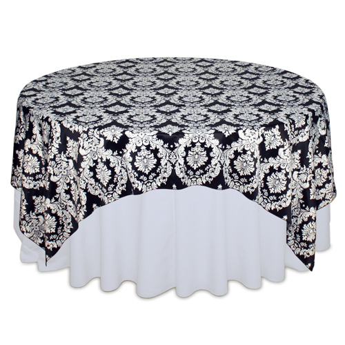 Black & White Damask Satin Overlay Rental