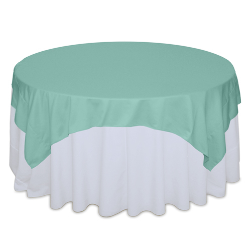 Aqua Matte Satin Table Overlay Rental
