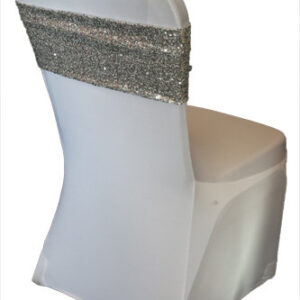 Silver Glitz Sequin Chair Band Rentals