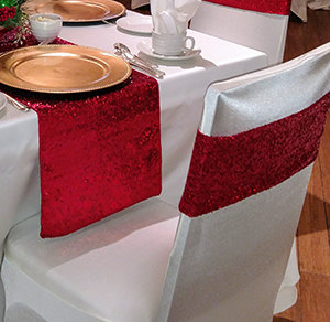 Apple Red Silver Glitz Chair Bands